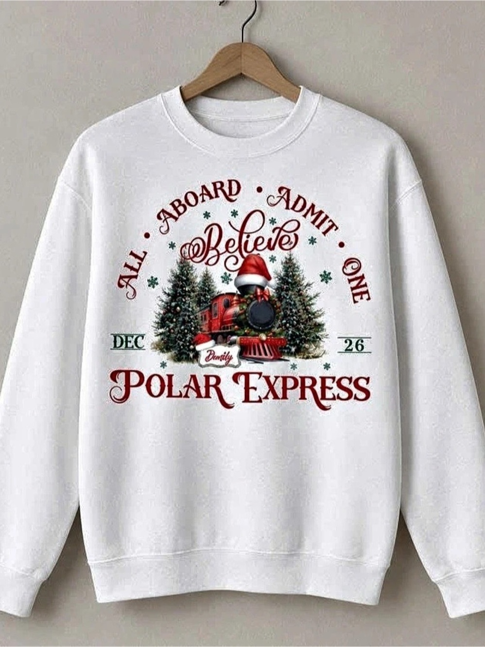Xmas Polar Express Graphic Sweatshirt in White